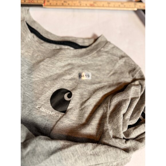 Carhartt Boys Grey Long-Sleeve Logo Tee Shirt Size 7 Cotton Blend Casual Style - Picture 10 of 10